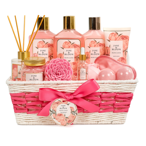 Peony Cloud Spa Gift Basket for Women – 13 Pieces