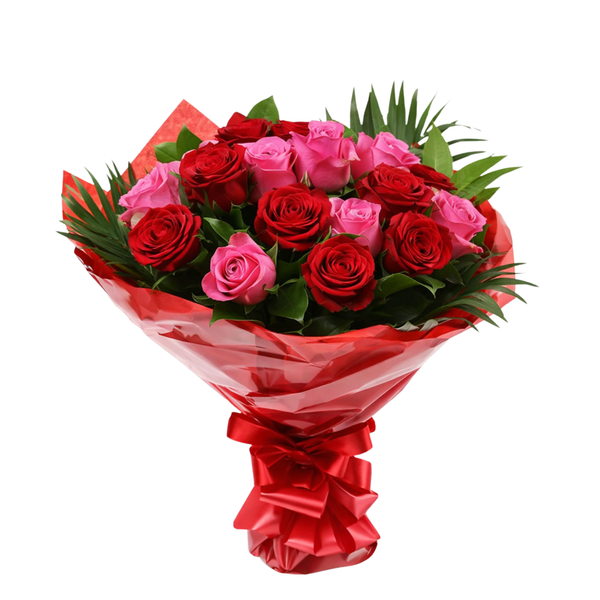 1 doz pink and red roses